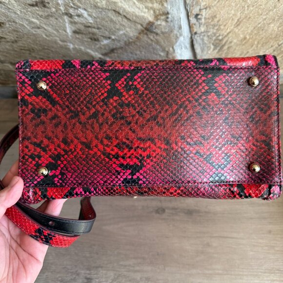 Brahmin Red Caroline Snake Print Small Satchel Melbourne Collection - Picture 4 of 13